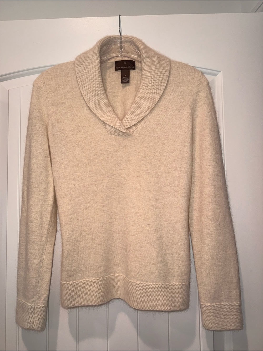 Fenn Wright Manson Cream Shawl-Collar Turtleneck Sweater